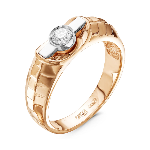 Кольцо, золото, бриллиант, красный, 01-0179